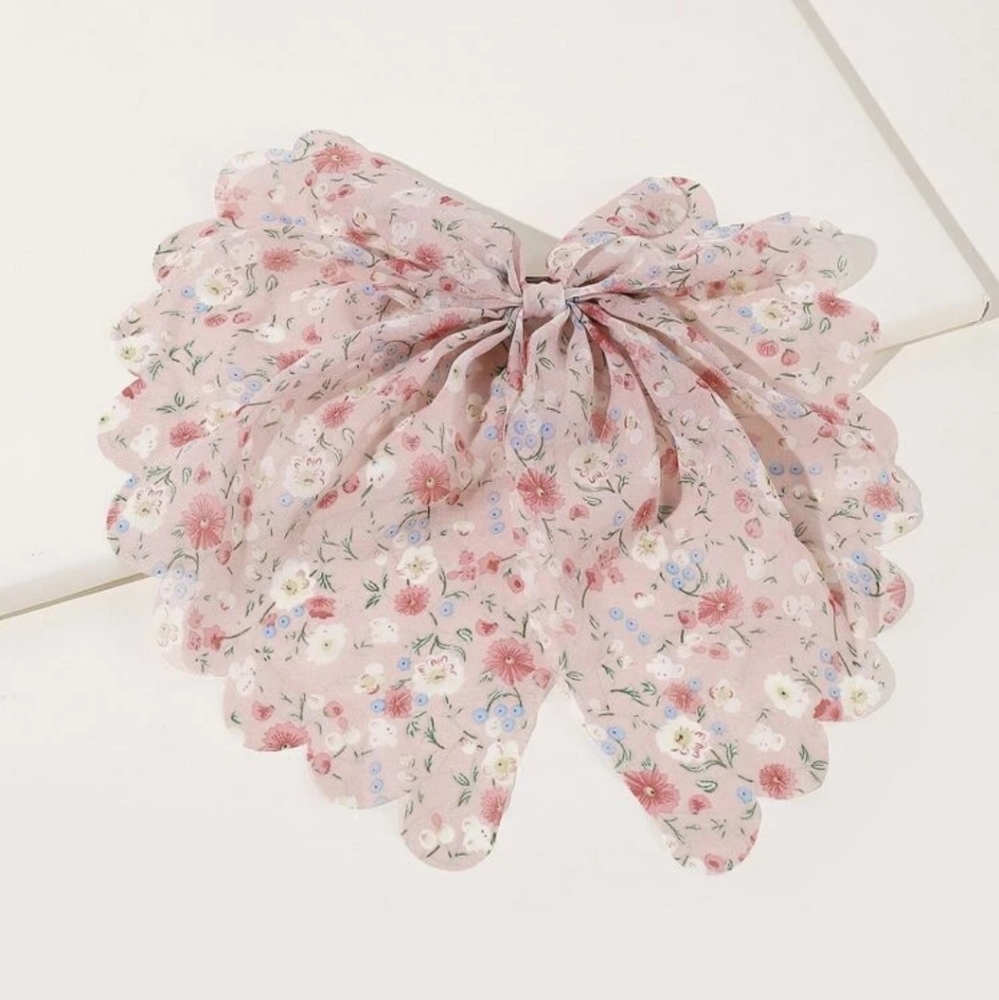 Pink Floral Oversize Bow - Picture 3 of 3